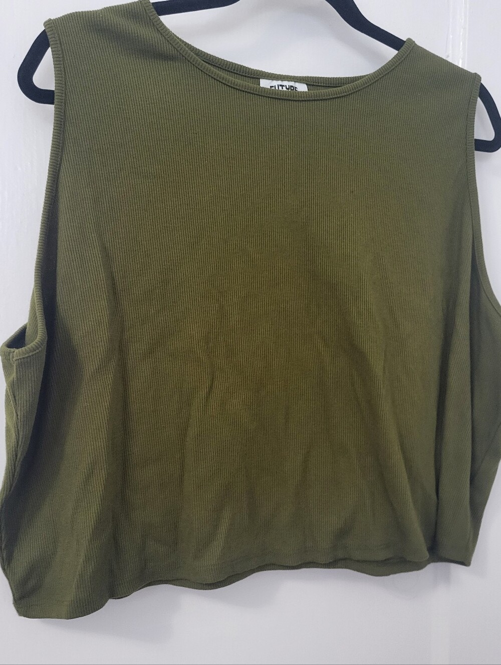 Future Collective Sleeveless Ribbed Olive Crop Tank Top